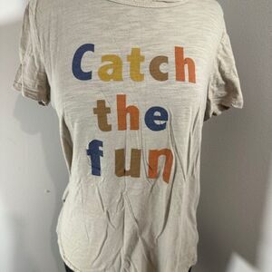 Promesa Cream Tee with Colorful Print  "Catch the fun"    8329  Small